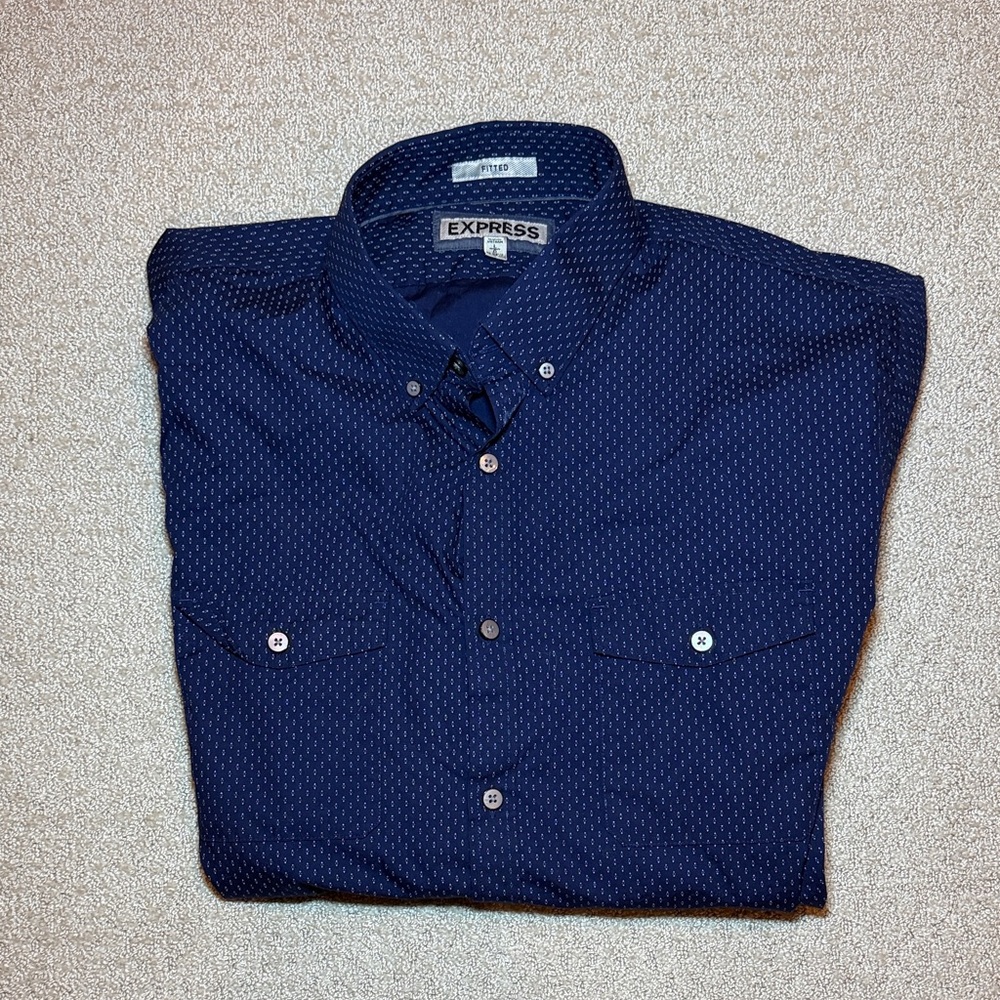 Express Men's Dark Blue Button-Down Shirt